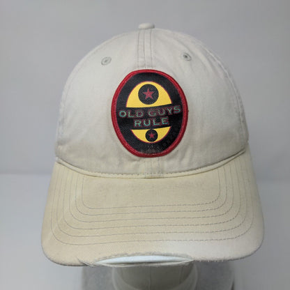Old Guys Rule Slideback Hat Tan One Size Solid Adjustable Embroidered