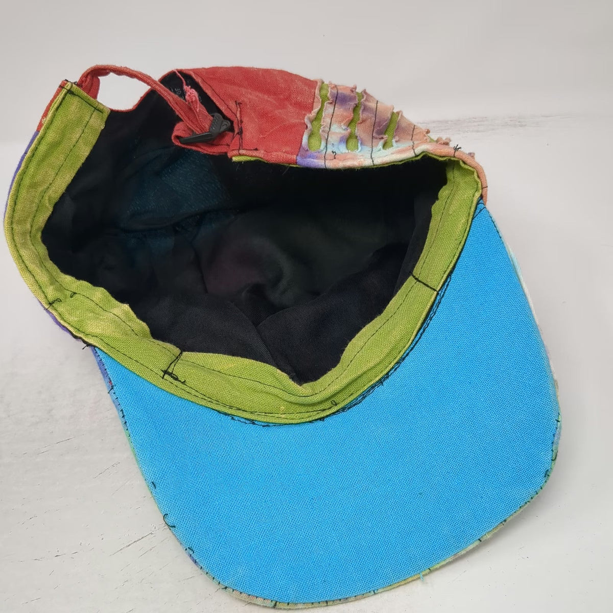 Rising International Army Cap Red Blue Green Patchwork Tie Dye Hat Bohemian