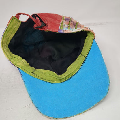 Rising International Army Cap Red Blue Green Patchwork Tie Dye Hat Bohemian
