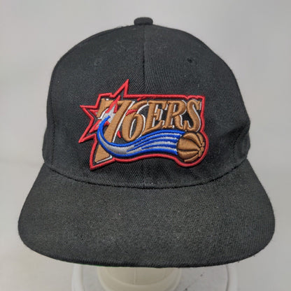 Philadelphia 76ers Snapback Hat Black Mitchell & Ness Hardwood NBA Embroidered