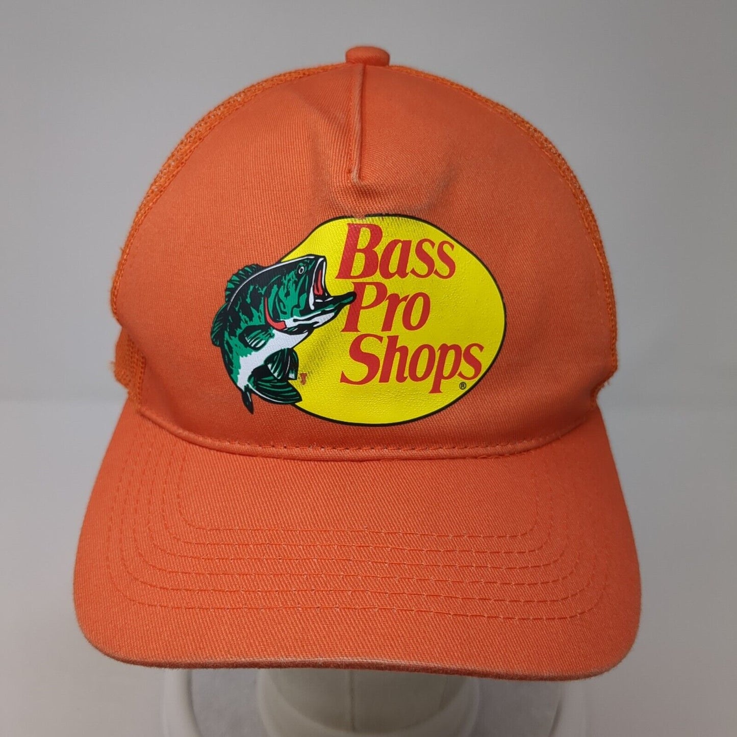 Bass Pro Shops Snapback Trucker Hat Orange OS Adjustable Mesh Back Gone Fishing