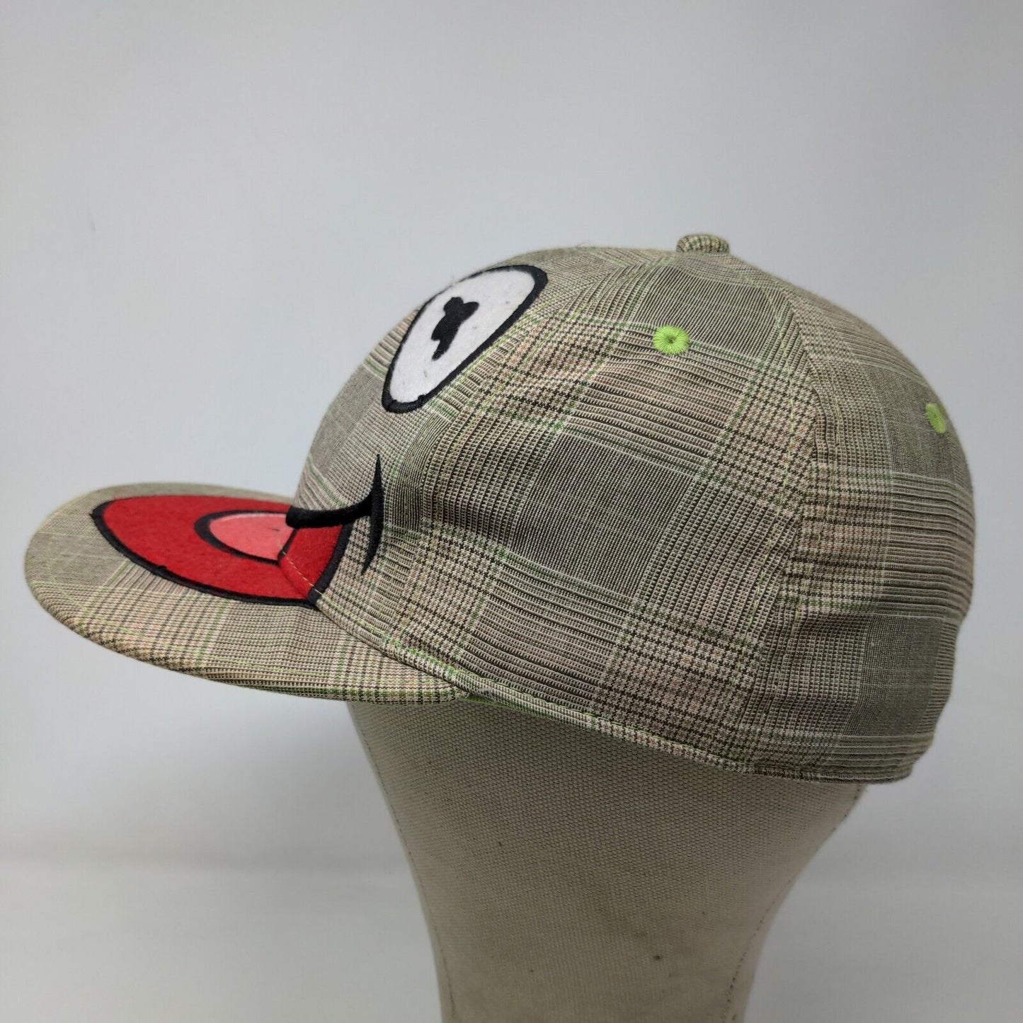The Muppets Men's Fitted Hat Stretch Kermit the Frog Gray Plaid Poly Blend