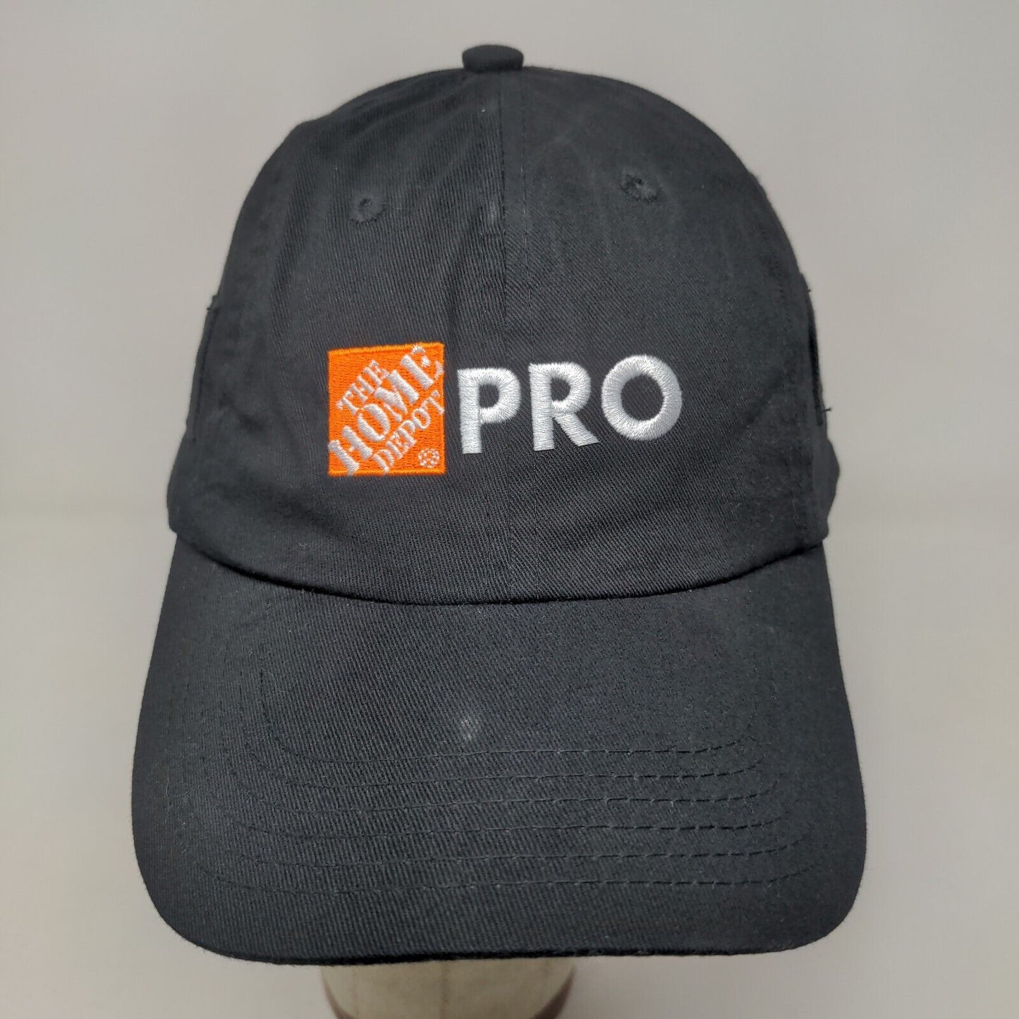 Home Depot Men's Strapback Hat Black Adjustable Embroidered Pro Logo 100% Cotton