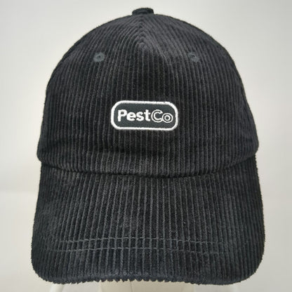 Unie 5 Panel Black Hat One Size Corduroy PestCo Logo Embroidered Slideback