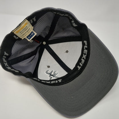 Browning Fitted Hat Gray S/M Flexfit Embroidered Vented Holes 6 Panel
