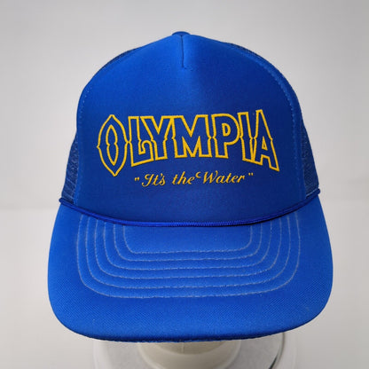 Olympia It's The Water Snapback Trucker Hat Blue Large Adjustable Rope Sportcap