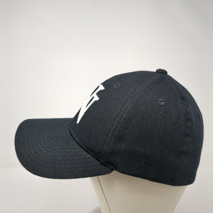 Letter N Fitted Hat Black One Size Stretch Embroidered Decky 6 Panel