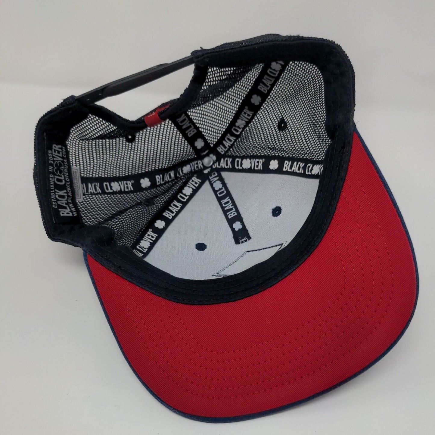 Black Clover Est. 2008 Live Lucky Snapback Trucker Hat Blue OSFA Mesh Back
