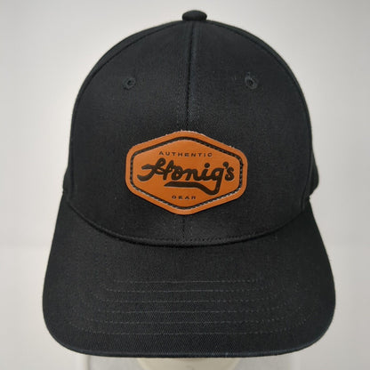 Honig's Leather Patch Snapback Hat Black One Size Adjustable 6 Panel
