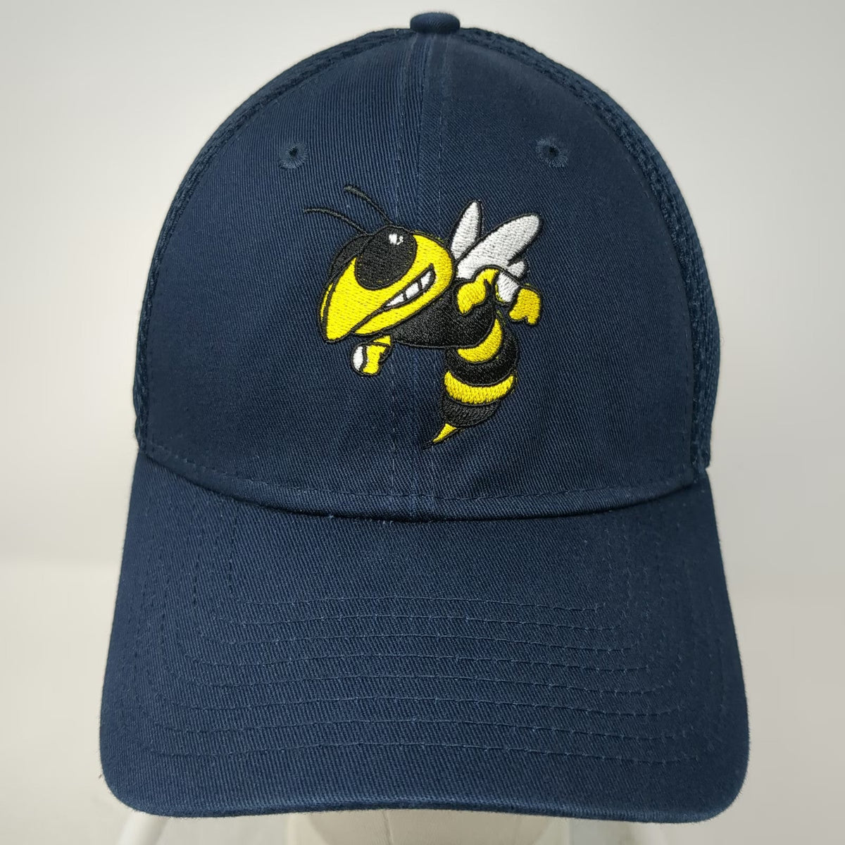 New Era Baseball Cap Blue M Mascot Yellow Jacket Mesh Stretch Fit 39THIRTY Hat