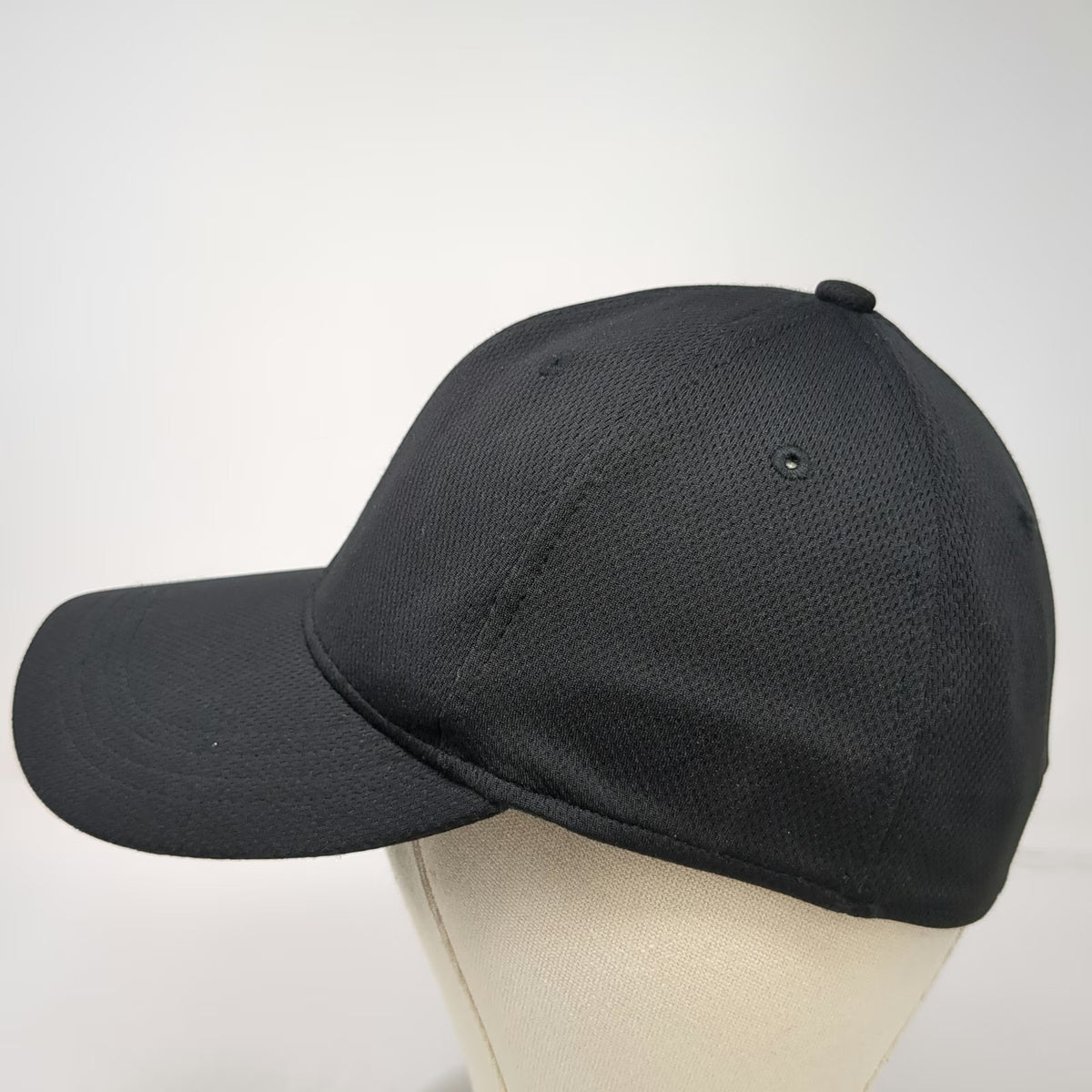 Athletic Works Baseball Cap Black M Stretch Fit Polyester Textured Curved Hat
