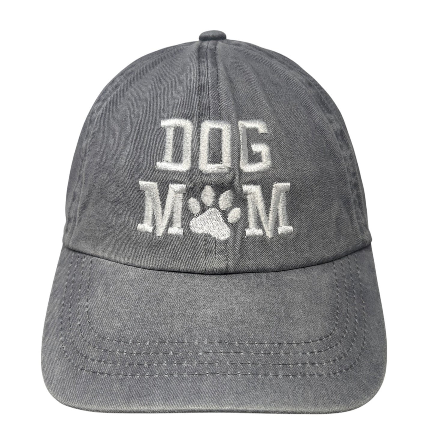 Dog Mom Slideback Baseball Cap Gray One Size Adjustable Embroidered 6 Panel