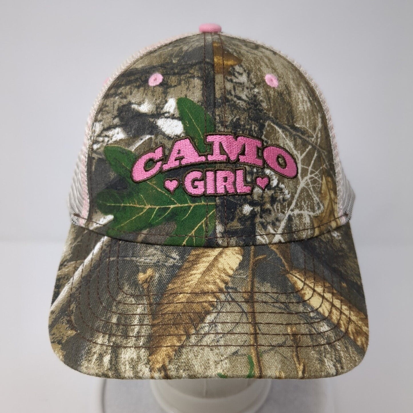 Camo Girl Snapback Trucker Hat Multicolor OS Adjustable Mesh Back Embroidered