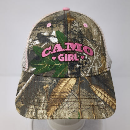 Camo Girl Snapback Trucker Hat Multicolor OS Adjustable Mesh Back Embroidered