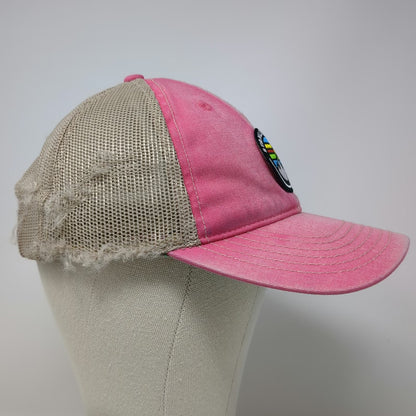 Fahrenheit Stanley Idaho Mountain Patch Pink Trucker Hat One Size Mesh Snapback