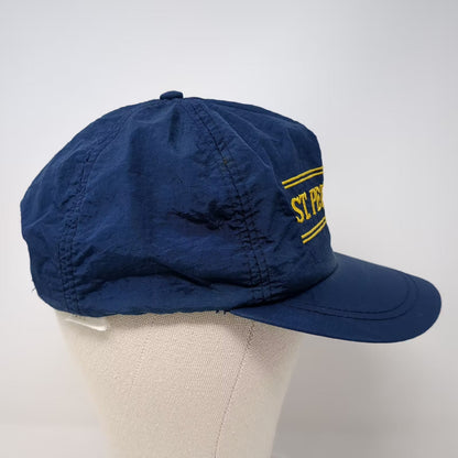 St Pete Beach Florida Souvenir Trucker Snapback Hat Blue Yellow Nylon Vintage