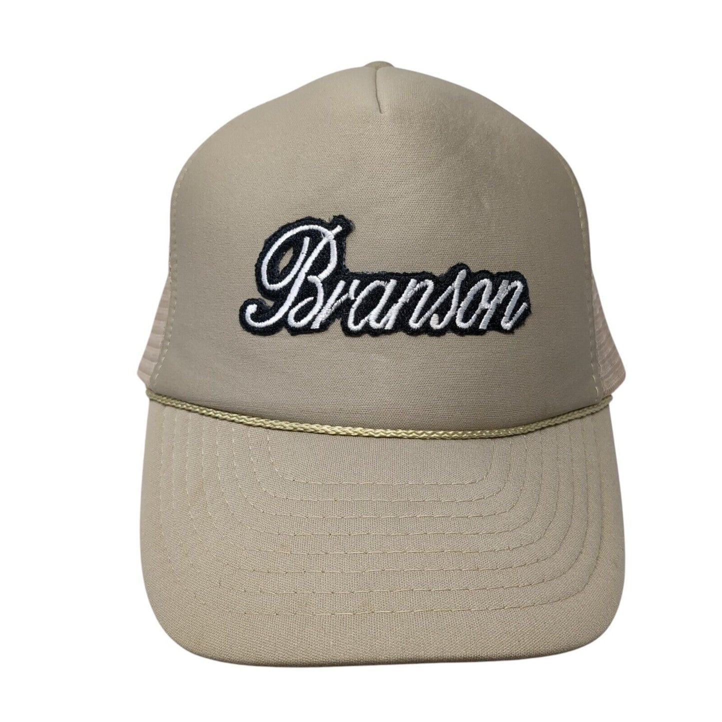 Branson Snapback Rope Trucker Hat Tan One Size Adjustable Mesh Back