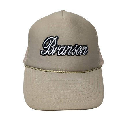 Branson Snapback Rope Trucker Hat Tan One Size Adjustable Mesh Back