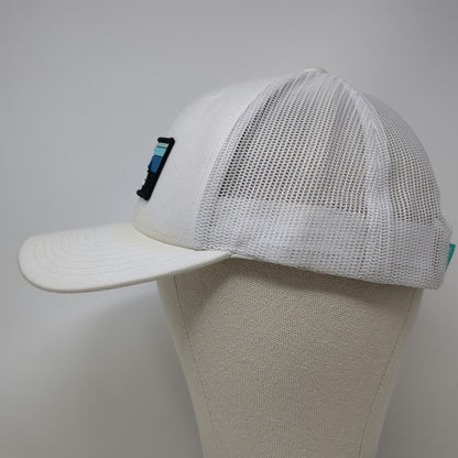 Yupoong Trucker Hat White One Size Rubrik Mountain Patch Mesh Snapback Graphic