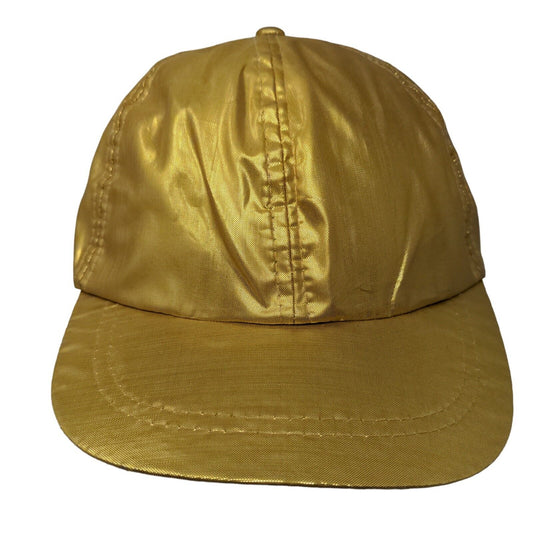 Jhats Stretch Strapback Hat Gold OSFA 6 Panel Lightweight Metallic Blank