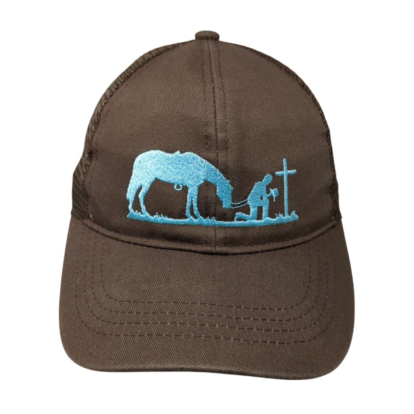 C.C Exclusives Trucker Hat Ponytail Brown One Size Cowboy Praying