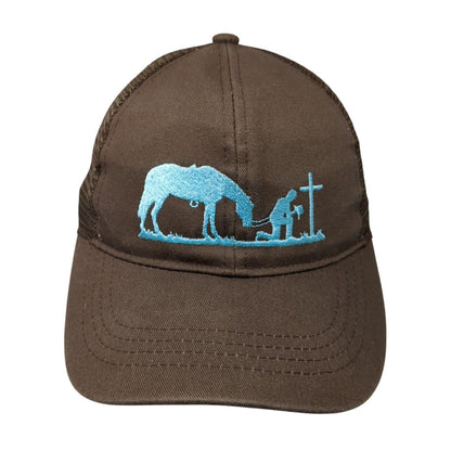 C.C Exclusives Trucker Hat Ponytail Brown One Size Cowboy Praying