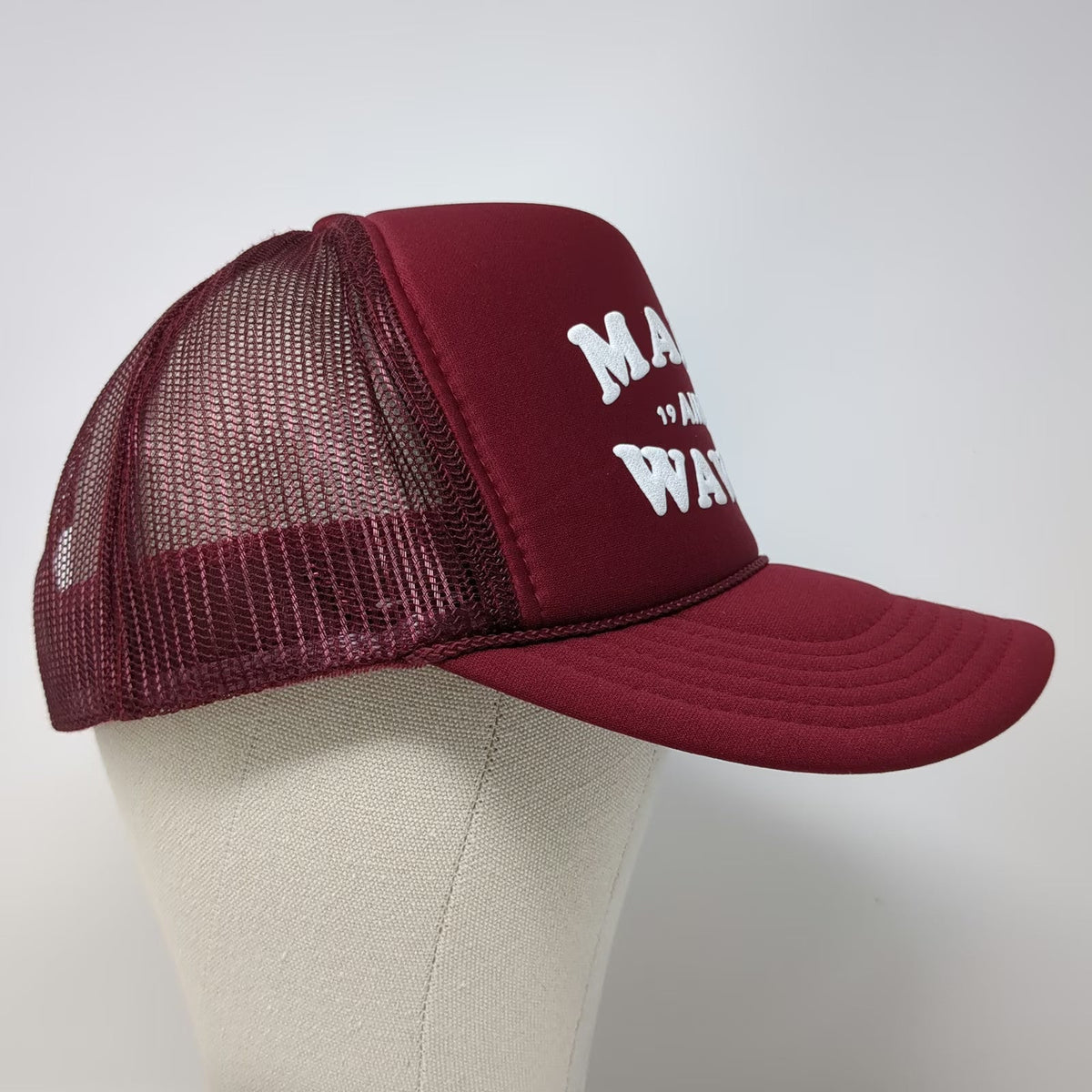 OTTO Trucker Hat Red One Size Make Aire Waves 1989 Rope Snapback Mesh Foam Front