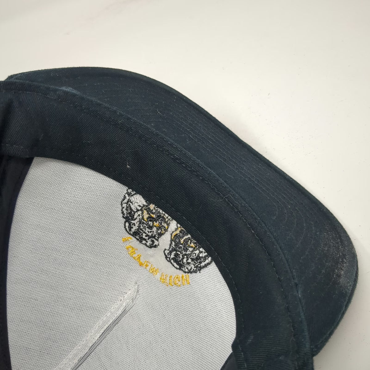 Vans 5 Panel Black Hat OS Snapback Lift Em High Drain Em Dry Skulls Graphic Logo