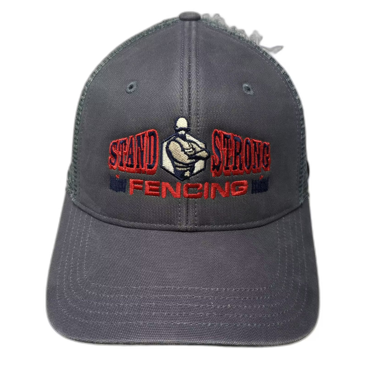 Carhartt Gray Trucker Hat Stand Strong Fencing Embroidered Adjustable OS Mesh