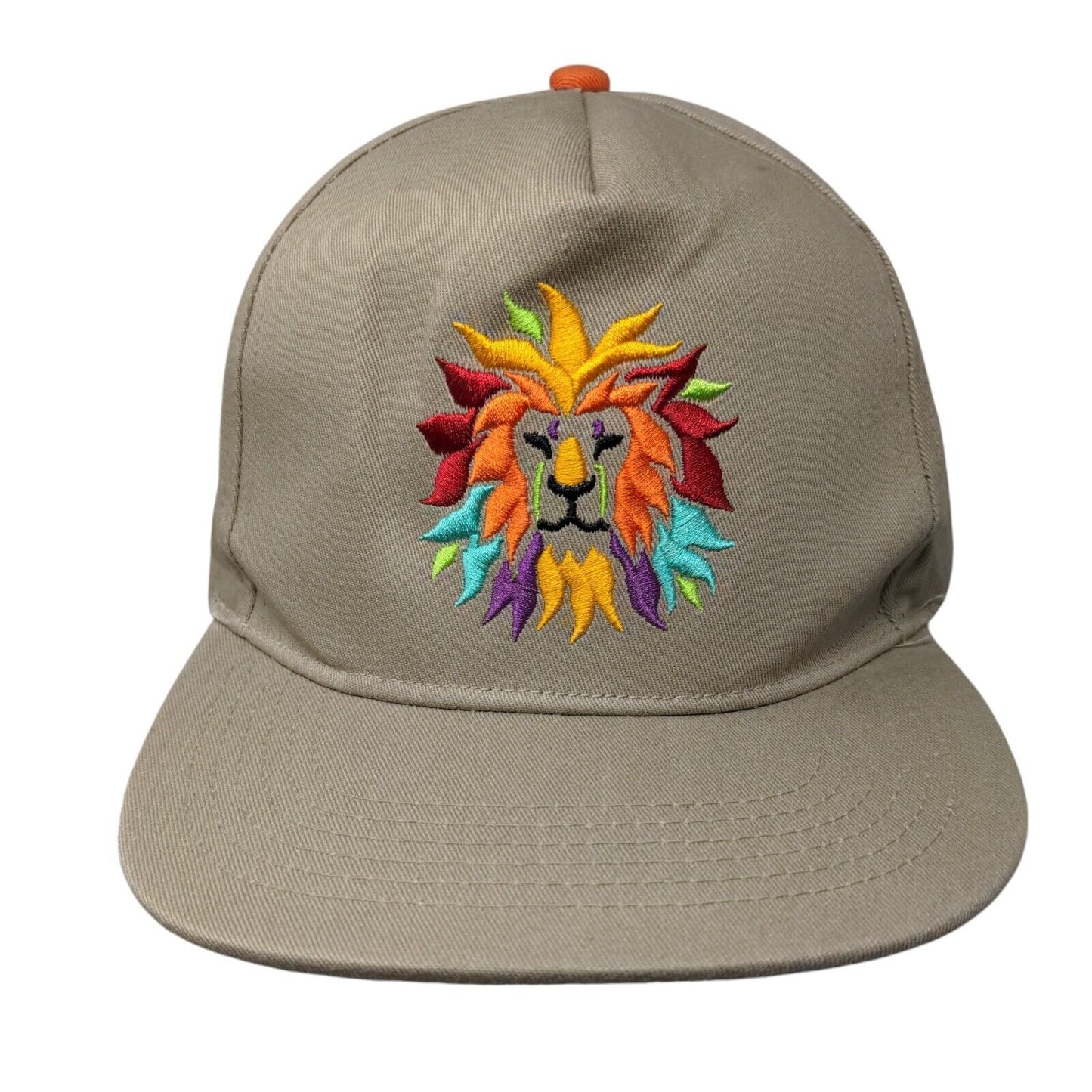 San Diego Zoo Colorful Lion Snapback Hat Tan One Size Embroidered
