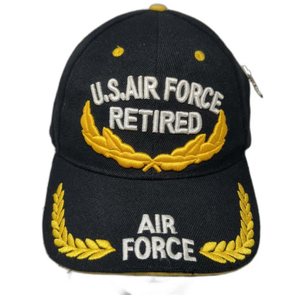 JFH Headwear Baseball Cap Black One Size U.S. Air Force Retired Hat Yellow Leaf
