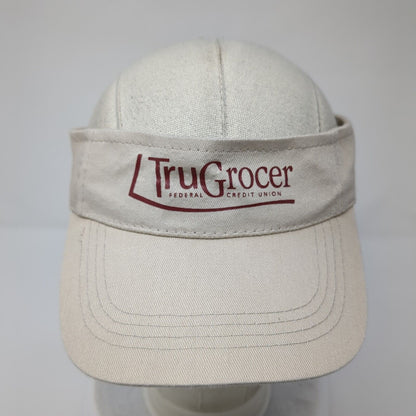 Tru Grocer Federal Credit Union Strapback Sun Visor Hat Tan OSFA Adjustable