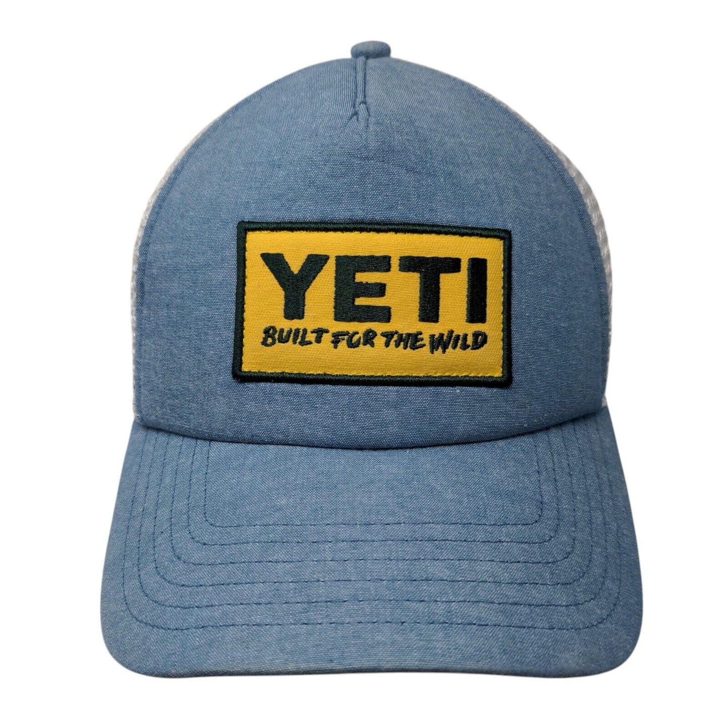 YETI Built For The Wild Snapback Trucker Hat Blue OSFA Adjustable Mesh Back