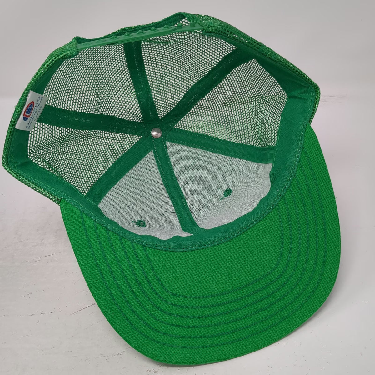 DeLONG Trucker Hat Green L Snapback Mesh G Logo Asterisk Flower USA Made