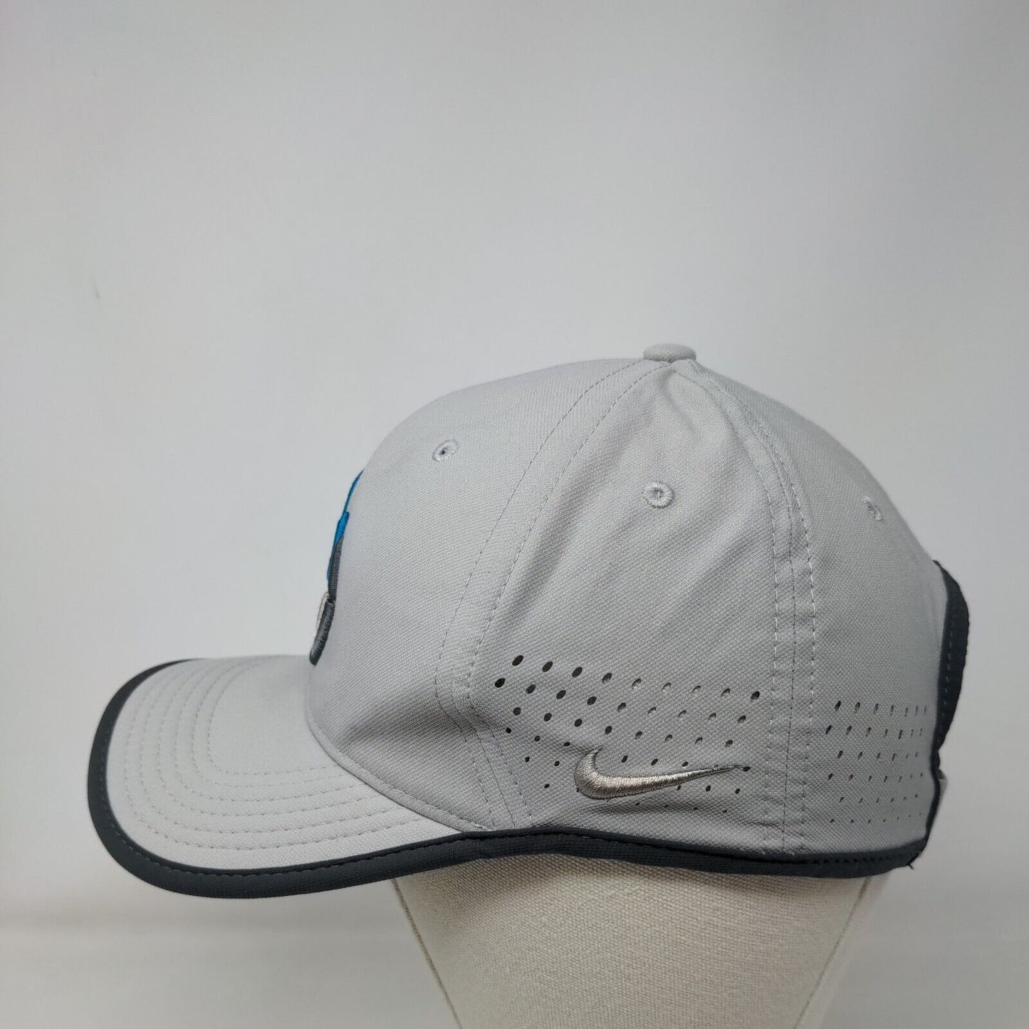 Nike Strapback Hat Gray OSFM Embroidered Classic 99 Dri-Fit Laser Cut