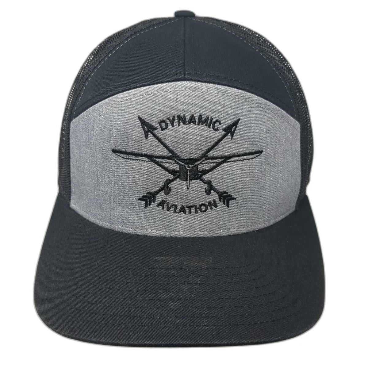 Richardson Trucker Hat Black One Size Dynamic Aviation Mesh Back Logo Snapback