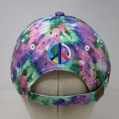 House of Commons Purple Peace Sign Distressed Tie Dye Baseball Cap One Size