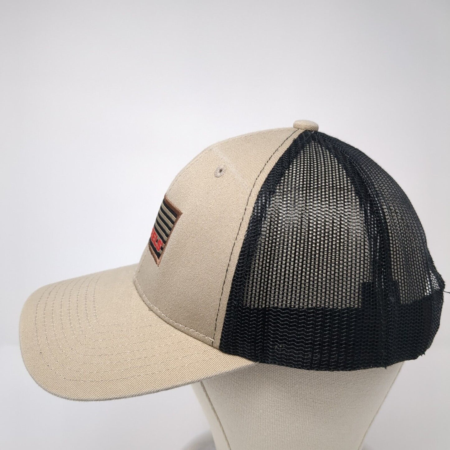 Scheels USA Flag Snapback Trucker Hat Tan One Size Mesh Back 6 Panel