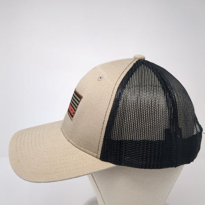 Scheels USA Flag Snapback Trucker Hat Tan One Size Mesh Back 6 Panel