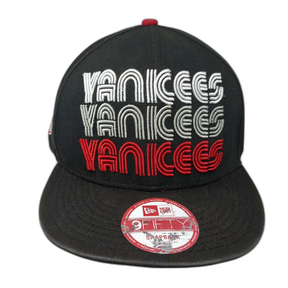 New York Yankees MLB New Era Snapback Hat Black S/M Triple Logo Red Gray White