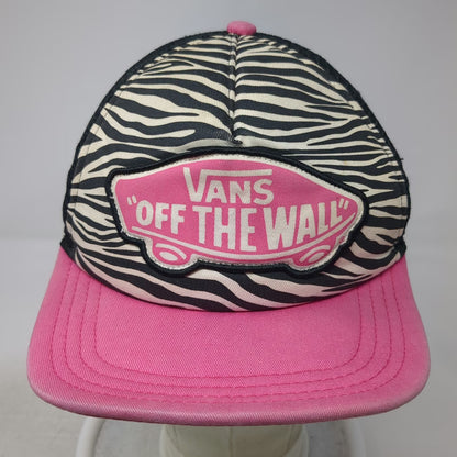 Vans Trucker Hat Pink Black White One Size Zebra Print Mesh Back Snapback