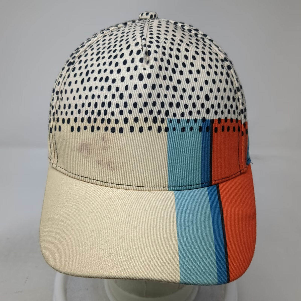 5 Panel Hat Beige Blue Orange Black One Size Abstract Pattern Dots Stripes