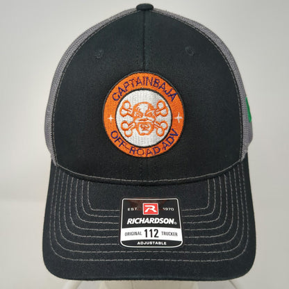 Richardson Trucker Hat Black OS Mexico Flag Captain Baja Off-Road Mesh Snapback