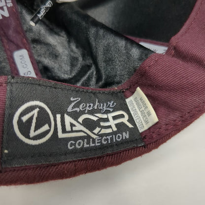 Zephyr Snapback Hat Red One Size Harvard University Lacer Hockey Laces Flat Brim