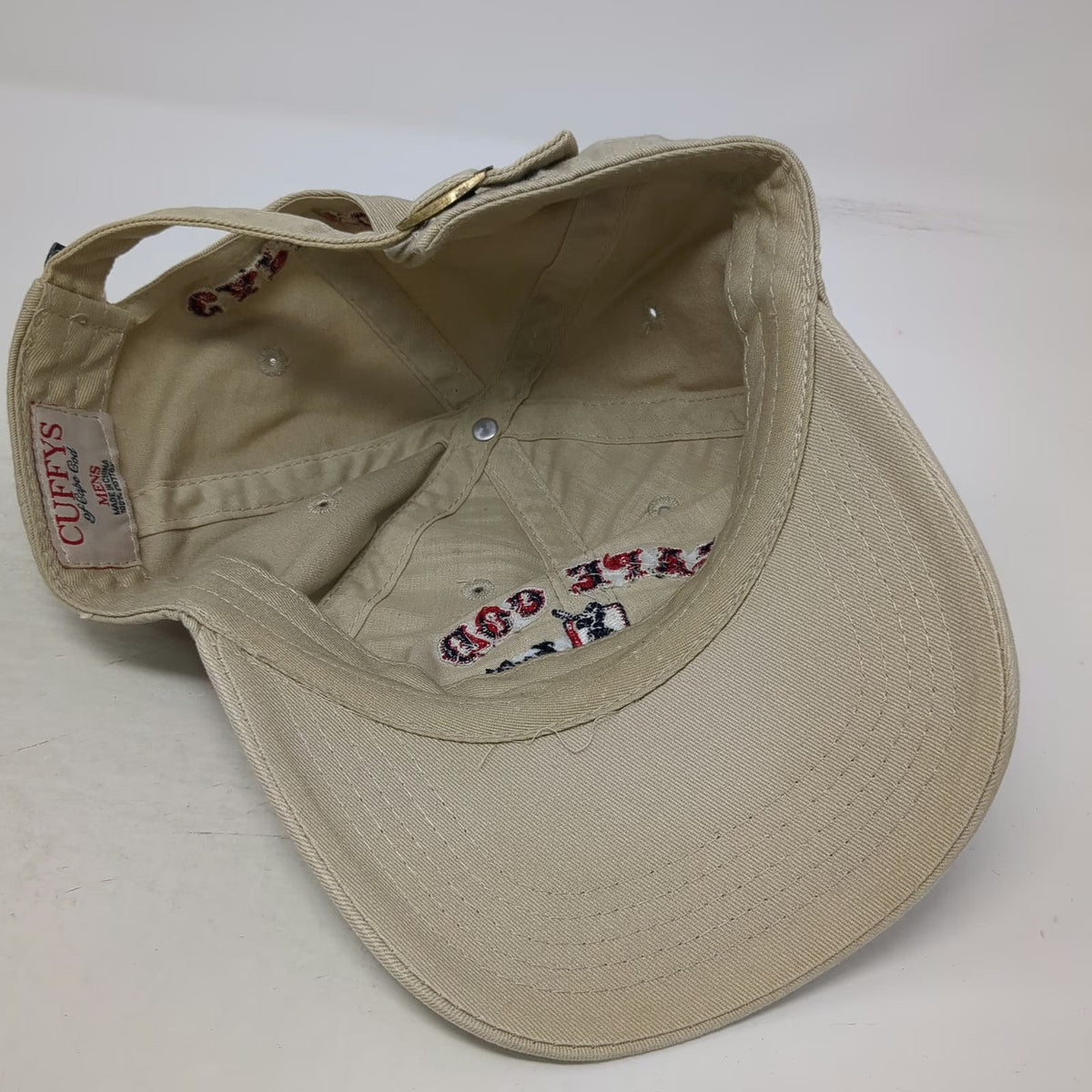 Cuffys Cape Cod Baseball Cap Beige One Size Adjustable Slideback Hat Embroidered