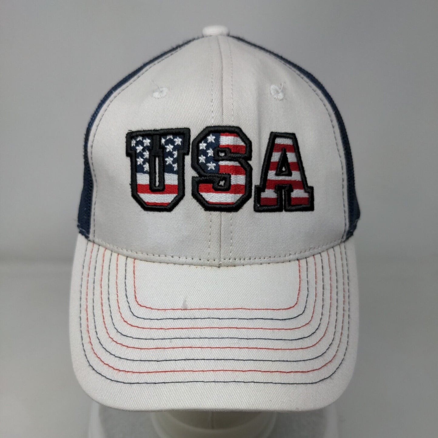 USA Flag Snapback Mesh Back Trucker Hat Multi OSFM Colorblock 6 Panel