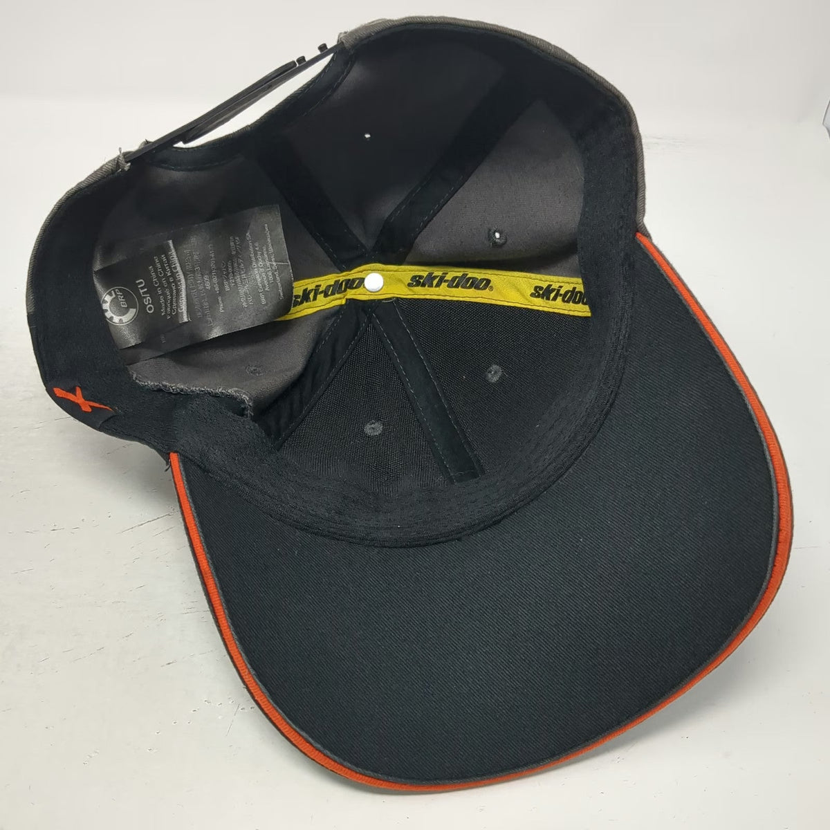 Ski-Doo Gray Black One Size Snapback Hat BRP Snowmobile Cotton Graphic Logo Cap