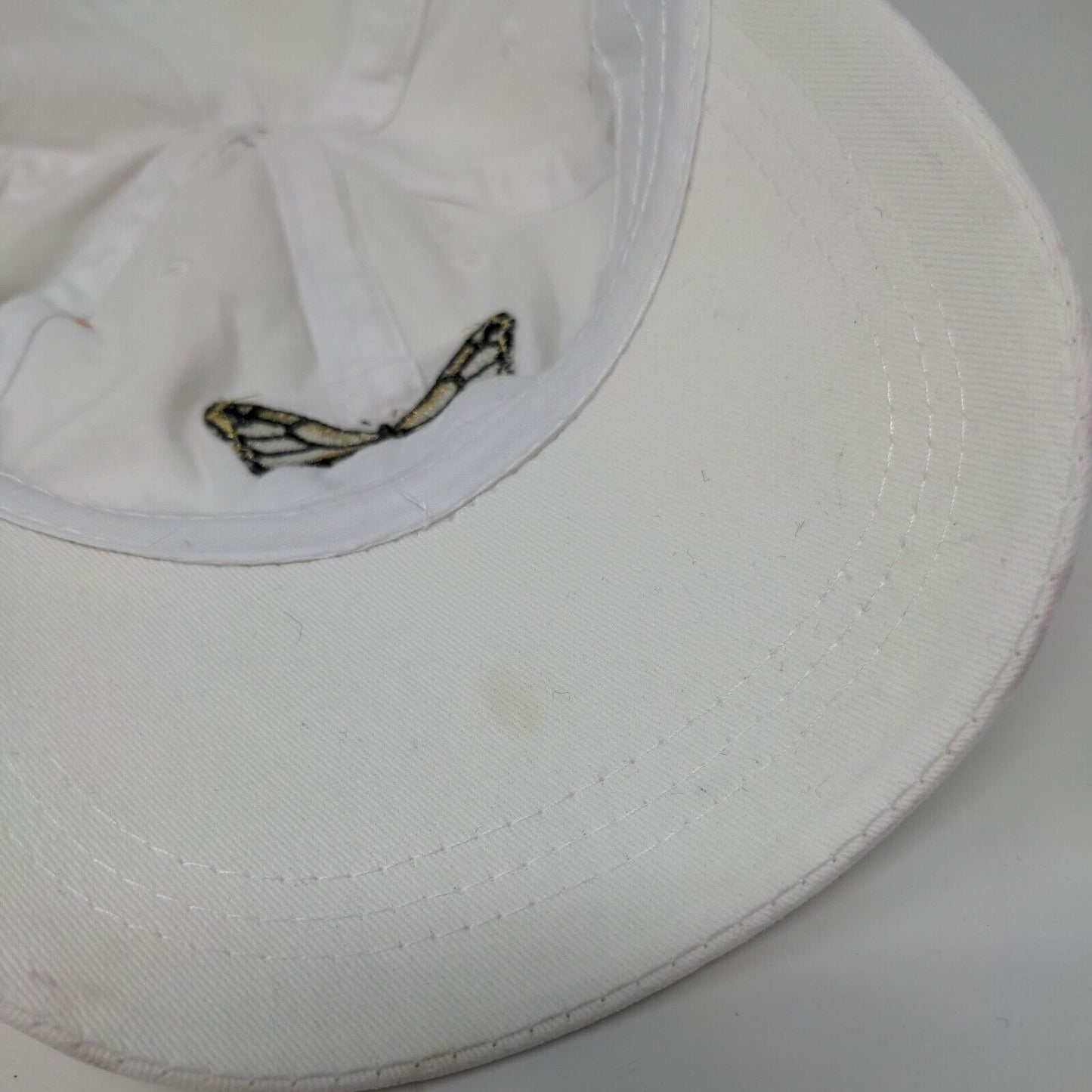 Butterfly Slideback Hat White OS Adjustable Embroidered Vented Holes Cotton