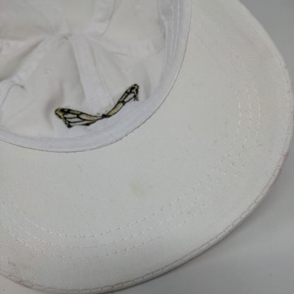 Butterfly Slideback Hat White OS Adjustable Embroidered Vented Holes Cotton
