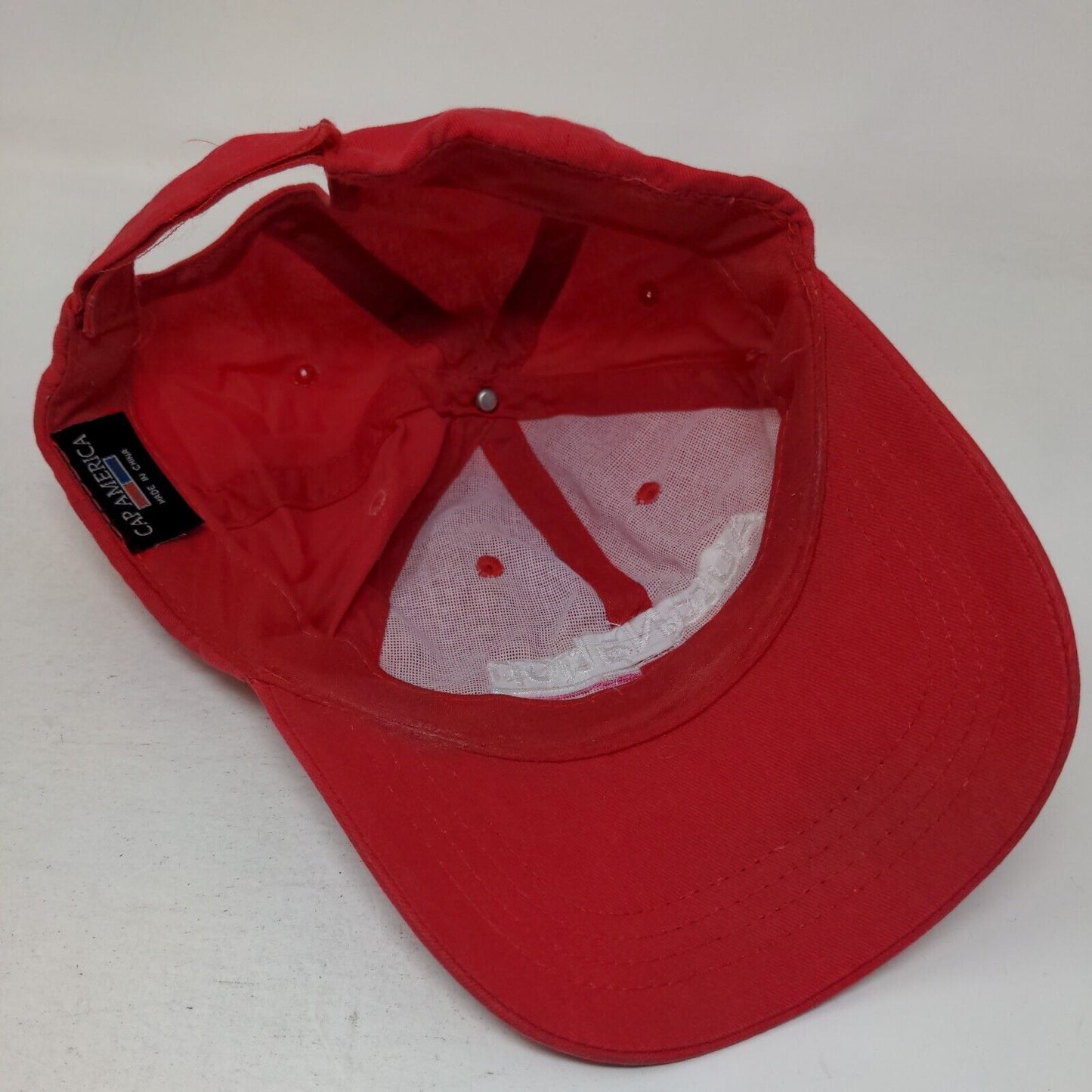 AutoNation Strapback Hat Red One Size Embroidered Solid Cap America